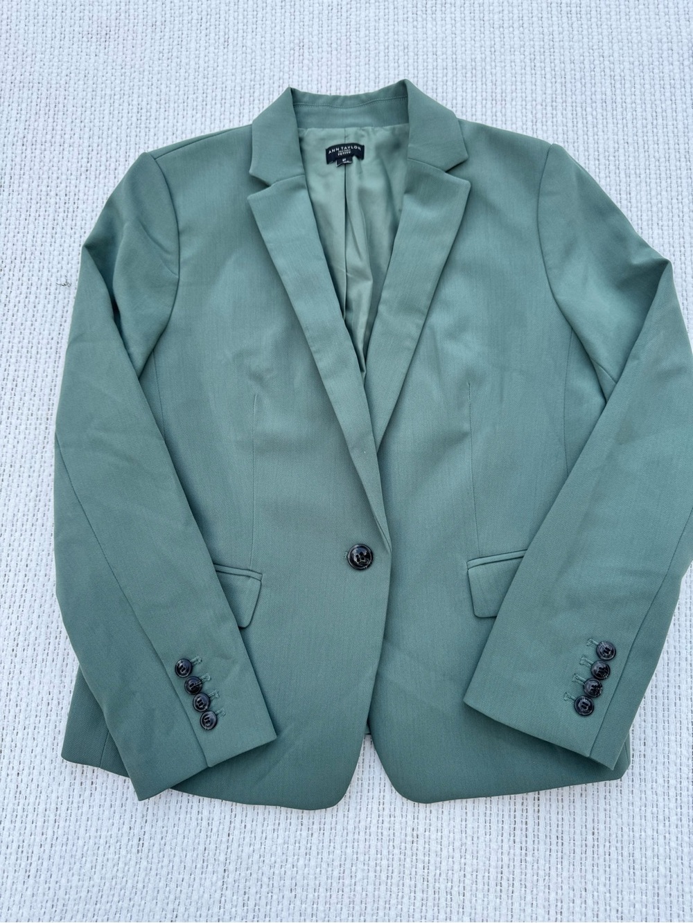 Ann Taylor Factory Blazer Single-Button Muted Mid-Green Women’s 8P Washable
